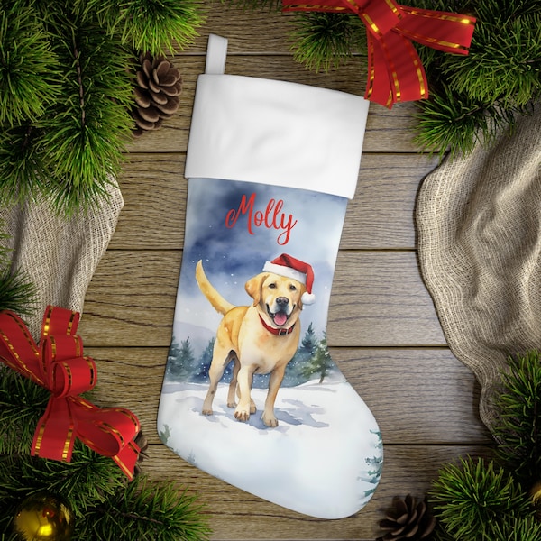 Yellow Lab Stocking, personalized pet stocking, customizable stocking, custom dog stocking, puppy stocking. Labrador Retriever Stocking