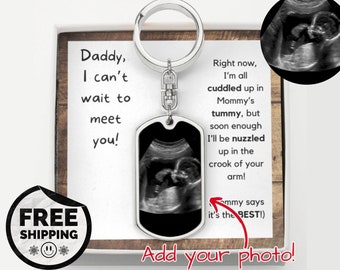 Cute Sonogram Gift for Expecting Dad, New Dad Gift Ideas, Ultrasound photo Keychain Fathers Day Gift for First Fathers Day, From the baby