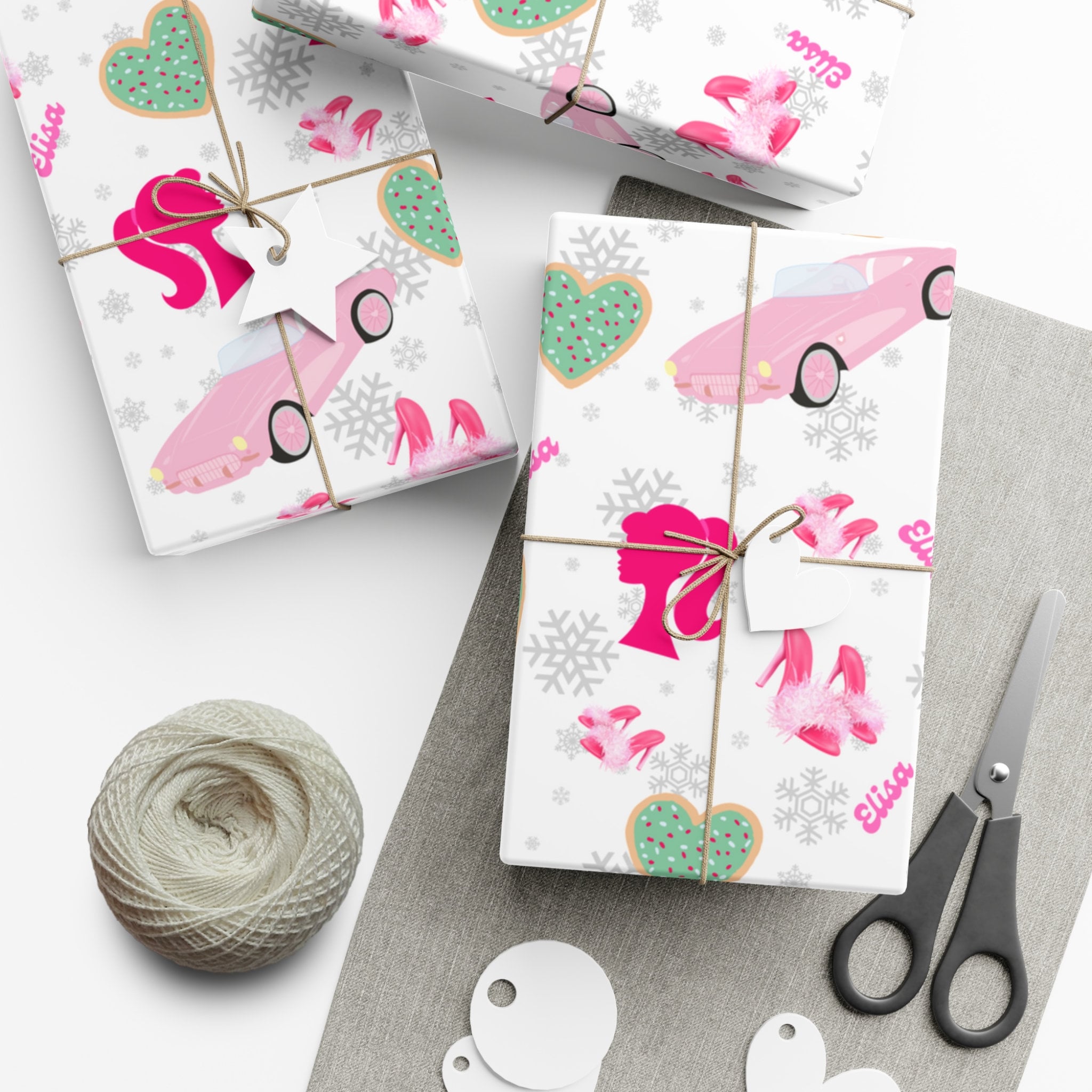 Personalized Christmas Wrapping Paper, Barbie Wrapping Paper, Pink