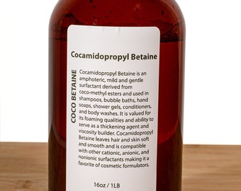 Cocamidopropyl Betaine 16oz  DIY Soaps Shampoos Gels Conditioners Cosmetics / Coco Betaine Natural Liquid Surfactant