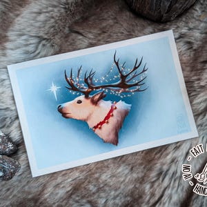 Carte de voeux Cerf Reindeer Snow Holidays