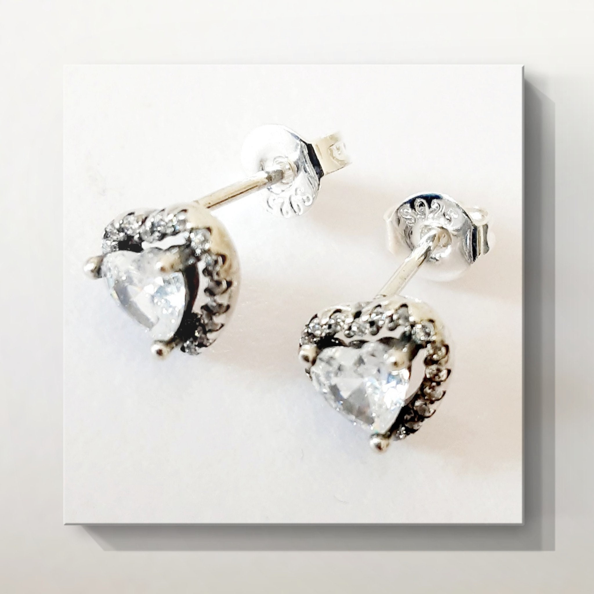 Elevated Heart Stud Earrings, Sterling silver