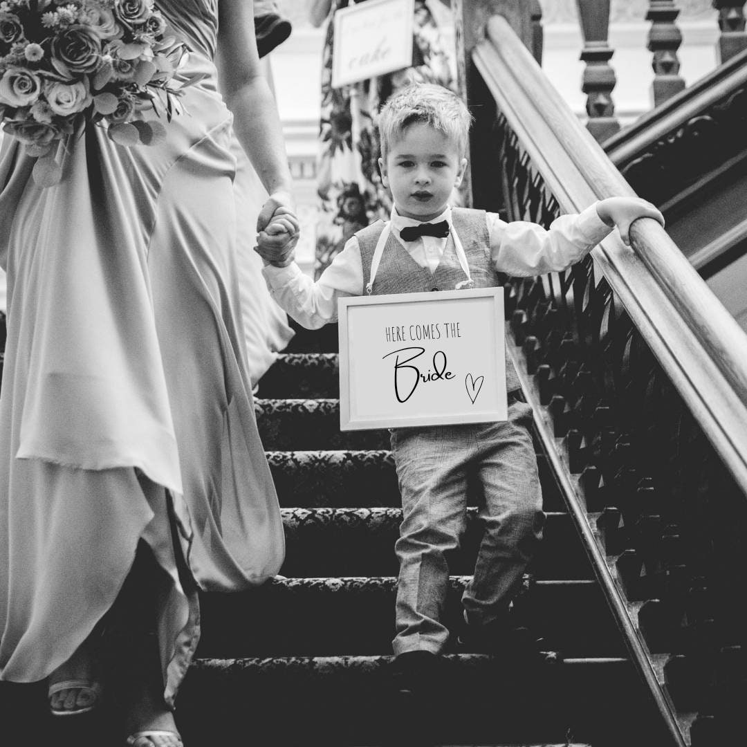 Page Boy Wedding Sign Here Comes the Bride Page Boy Sign Etsy