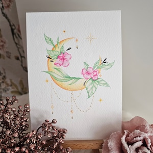 Carte postale fleur de lune DinA 6 Imprimer