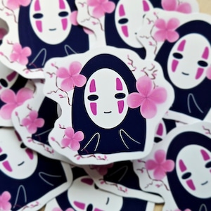 niedlicher Ohngesicht Sticker mit Kirschblüten