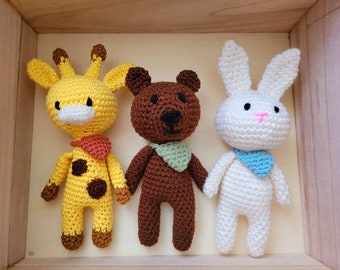 Crochet Animals,Crochet Bunny , Crochet Teddy Bear,Crochet Giraffe,Amigurumi Animals,Baby And Child  Gift,Photo Prop,Baby Shower Stuffed Toy