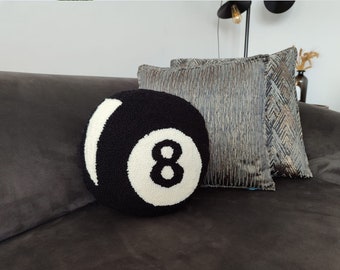 Hand-Tufted Magic 8 Ball Pillowcase: Linen Decorative Cushion