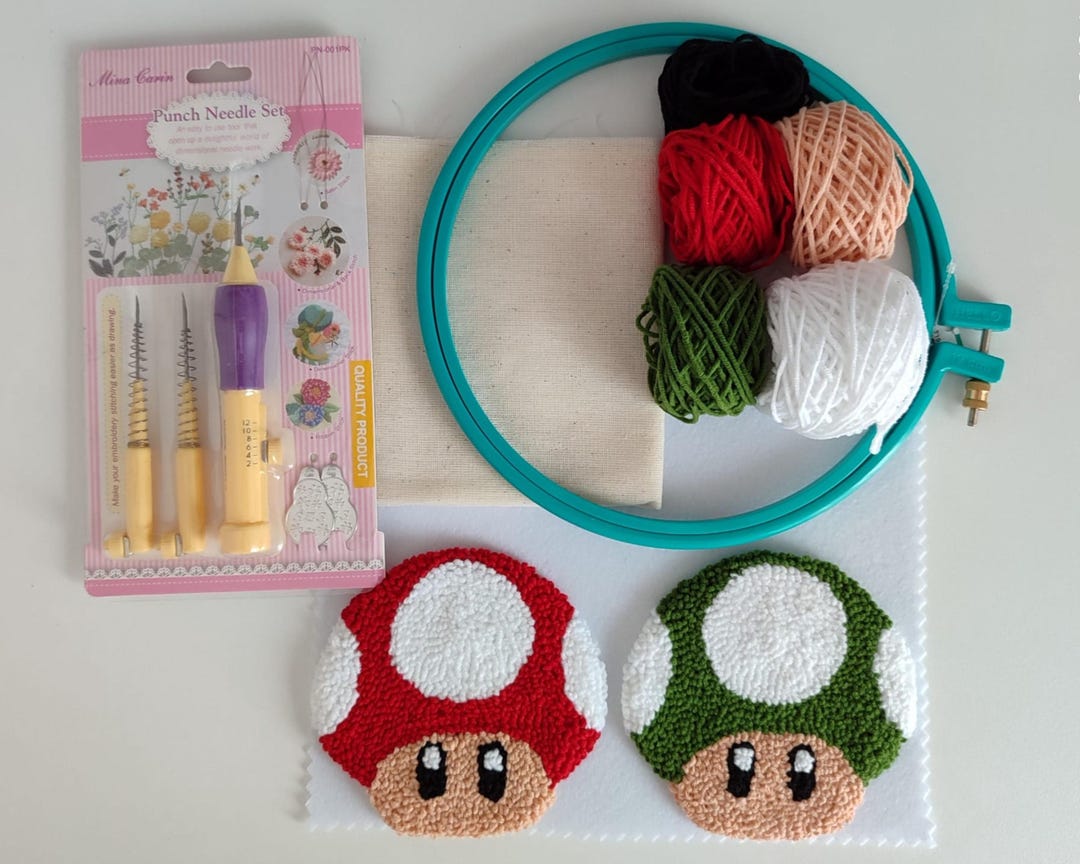 Mushroom Coaster Punch Needle Kit: Beginner DIY Mug Rug(ddp USA) - Etsy