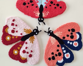 Punch Needle Butterfly Wall Hanging: Tufted Nursery Decor ( Tax,Duty Paid/DDP USA )