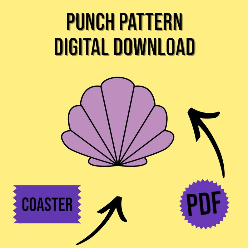 PDF Pattern, Shell Coaster Punch Needle Template, Punch Patterns