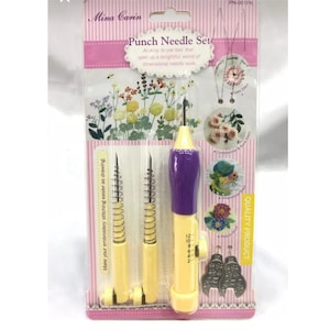 Mina Carin Punch Needle Set, 3 Size Adjustable Punch Needle, Punch Needle Embroidery for Beginners ( Tax&Duty Paid/DDP USA )