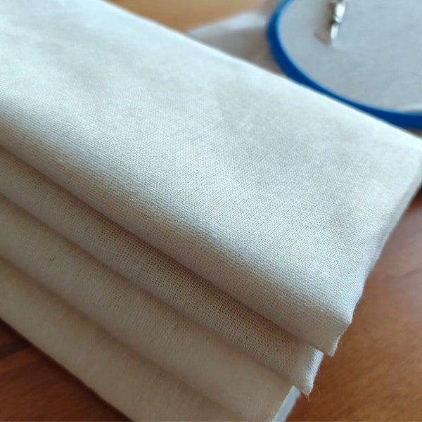 100% Cotton Fabric for Punch Needle Embroidery: Natural Raw Cloth