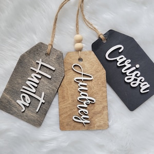 Personalized Christmas stocking name tag, wood name tags, stocking tags
