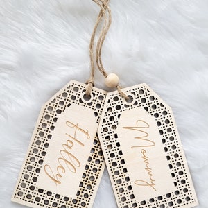 Rattan style personalized stocking tag, personalized stocking tag, Christmas decoration