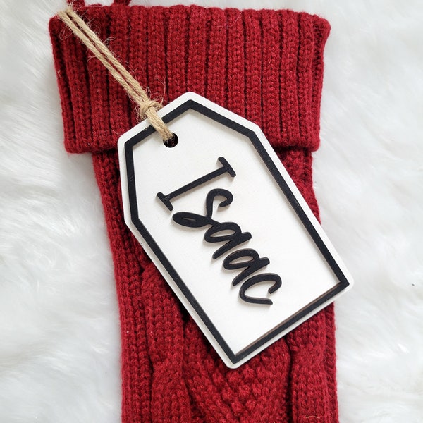 Personalized Christmas stocking tag, Mondern style christmas stocking tag, stocking tag