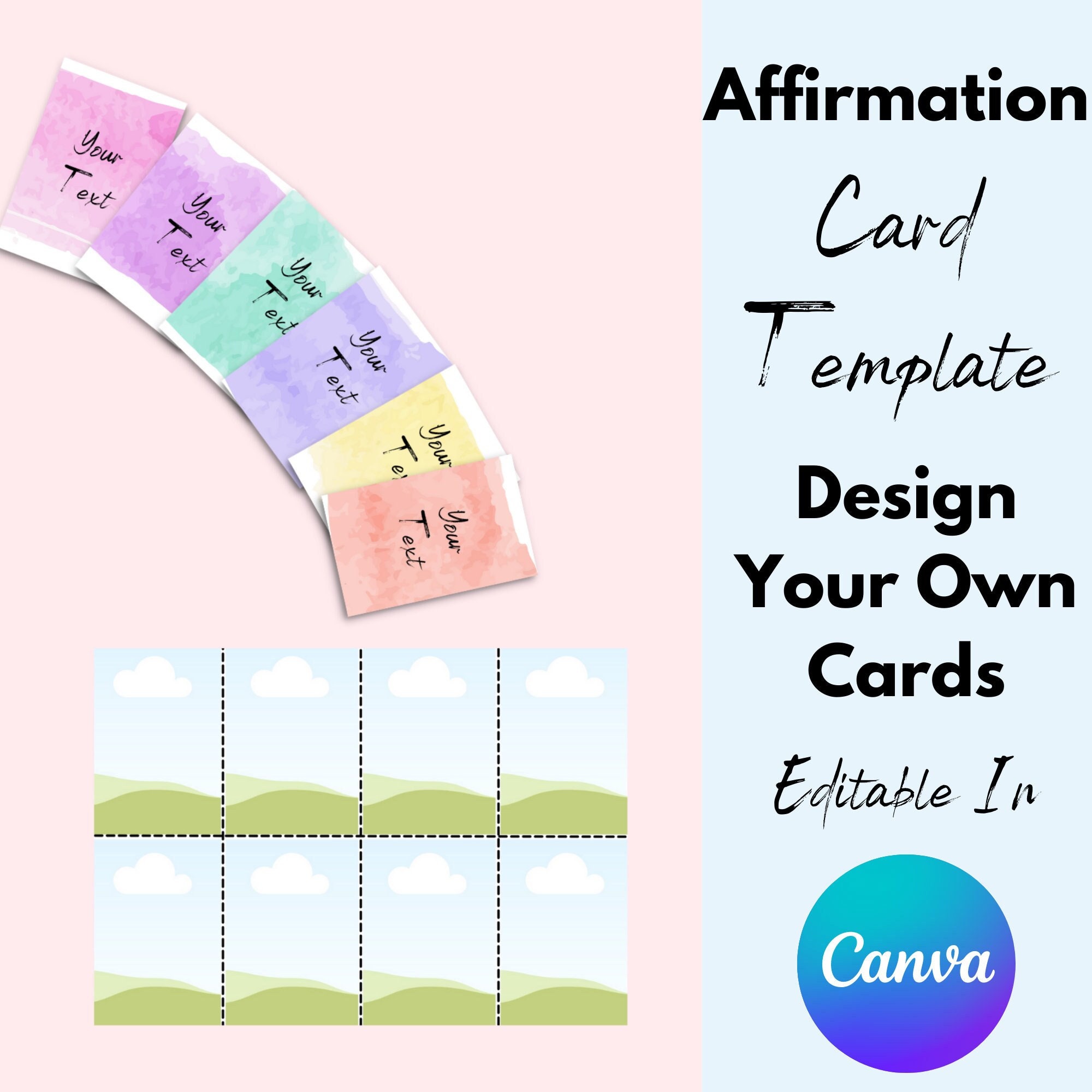 Affirmations Digital Cards Printable Canva Template - Etsy