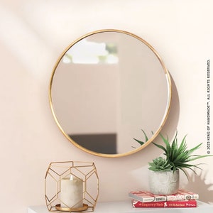Espejos de pared decorativos, espejos dorados grandes de 32 pulgadas para  decoración de pared, espejos decorativos abstractos para sala de estar