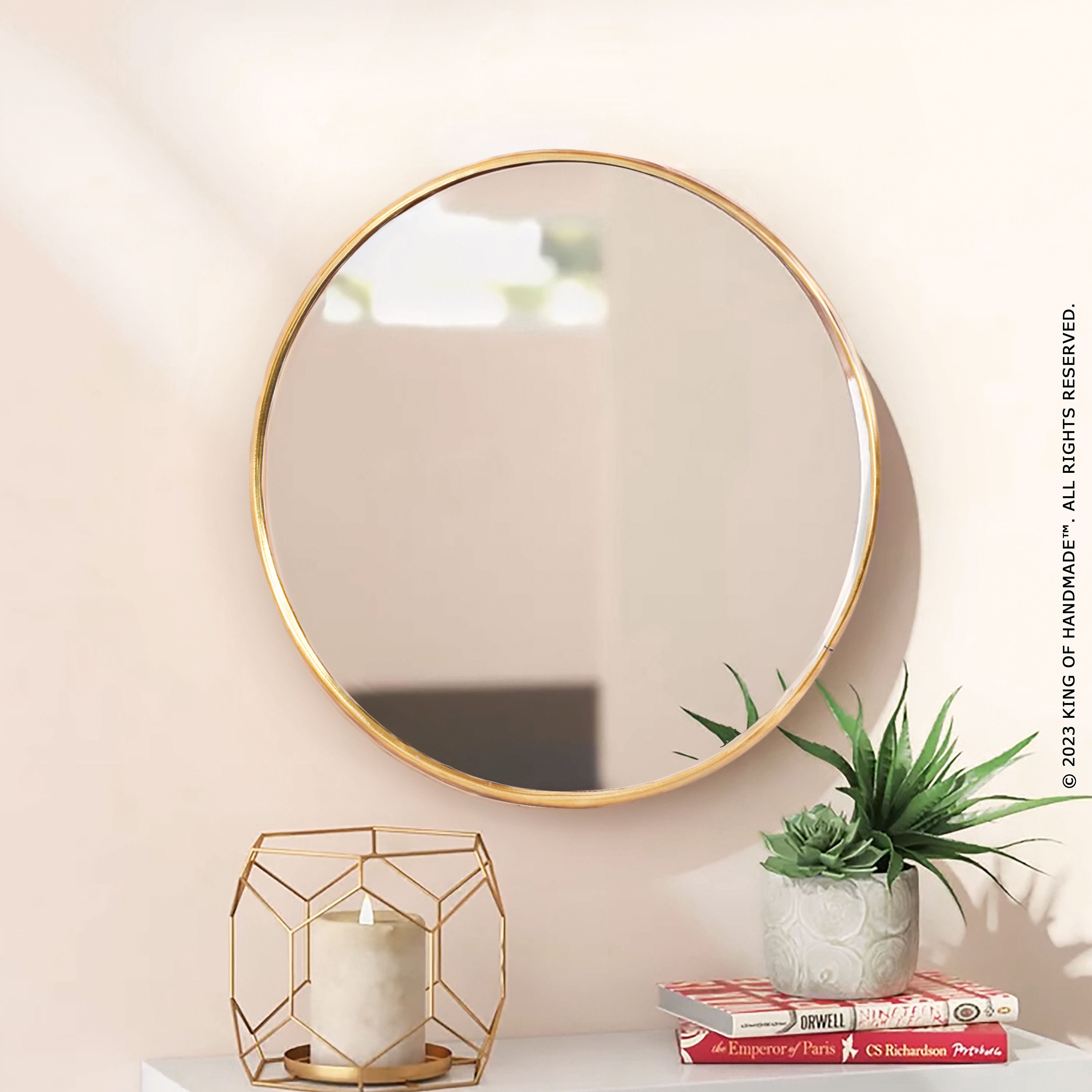 Espejos redondos grandes para decoración de pared de sala de estar, espejo  redondo dorado de 36 pulgadas, círculo de espejo dorado grande, espejo de