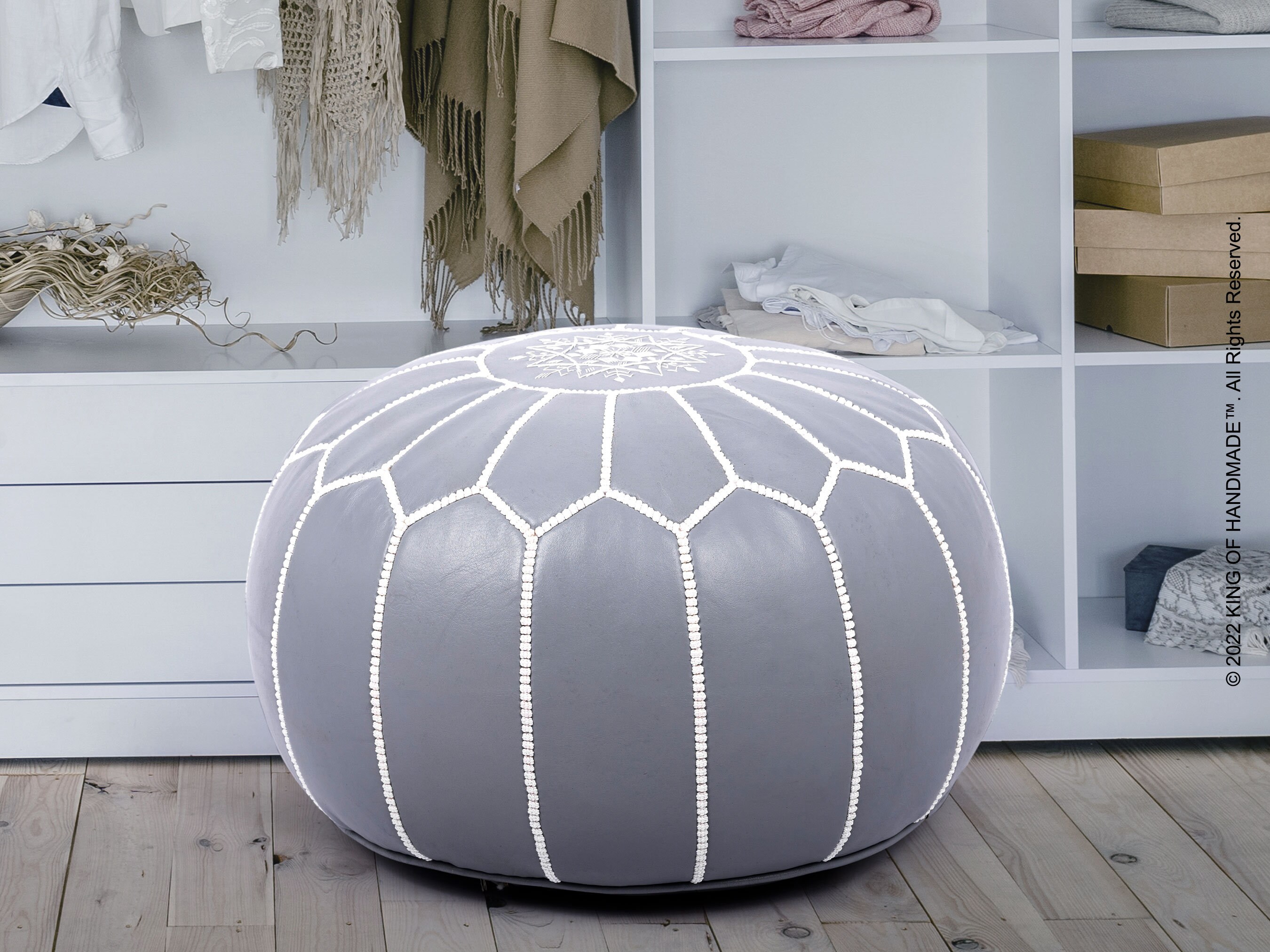 Grey on sale moroccan pouffe