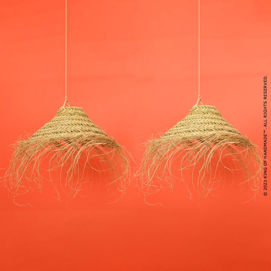 Boho Pendant Lamp Shade Hanging Bedroom Light Natural Lampshade for a ...