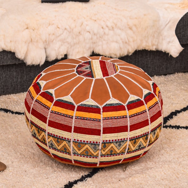 Pouf fait main, repose-pieds marocain, pouf marocain, décoration d'intérieur unique pour salon, chambre à coucher, chambre d'enfants - Cadeaux uniques