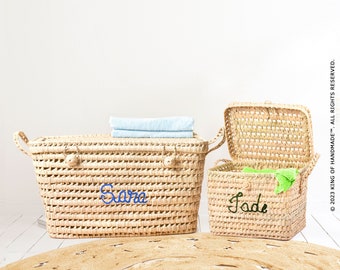 Personalized Laundry Storage Trunk Basket - Gift For Nursery & Toy Storage - Baby Shower Or Housewarming Gift Box(KACC7)