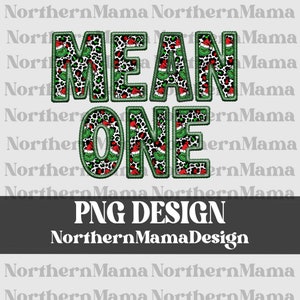 Mean One Faux Embroidery PNG, Green Guy PNG, Christmas Sublimation Design, Glitter PNG, Green Guy png