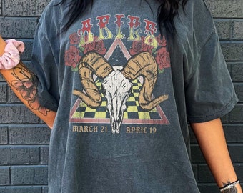 Aries Shirt Aries Gift Comfort Colors Vintage Astrology Shirt Zodiac Horoscope Shirts Astrology Gifts For Aries April Birthday Gifts
