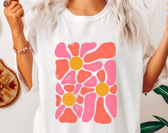 Comfort Colors Boho Floral Shirt Flower Power Bohemian Tee Vintage 70s Disco T Shirt Hippie Graphic Tee Art Shirt 70s Clothes