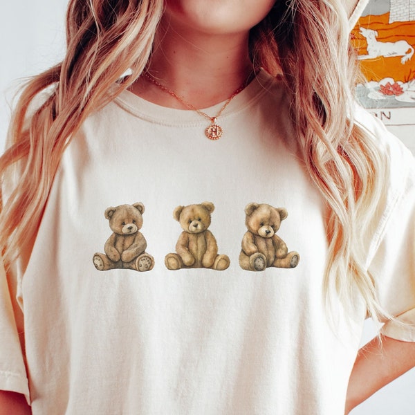 Teddy Bear Shirt Stuffed Animal Shirt Teddy Bear Clothing Comfort Colors Shirt Teddy Bear Sweatshirt Feminine T-shirt Kawaii Clothes