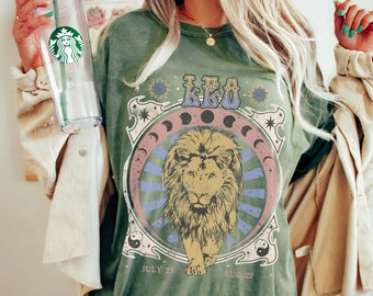 Leo Gifts Leo Shirt Comfort Colors Retro Shirt Leo Zodiac Leo Tshirt Leo Season July Birthday Gift Leo Clothing Astrology Zodiac Shirt