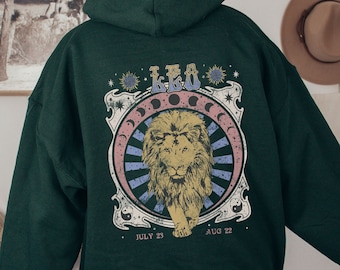 Leo Hoodie Leo Gifts Astrology Clothes Leo Sweatshirt Zodiac Hoodie Witchy Clothes August Birthday Gift Vintage Hoodie Leo Zodiac Gifts