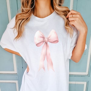 Coquette Shirt Comfort Color Shirt Coquette Ribbon Shirt Coquette Top Feminine Shirt Coquette Aesthetic Bow Shirt Clean Girl Aesthetic Shirt