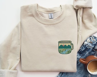 Embroidered Camping Sweatshirt Granola Girl Clothes National Park Crewneck Nature Lover Gifts Embroidered Hiking Outdoor Sweater