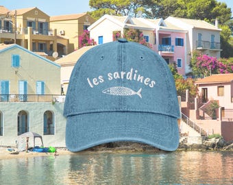 Embroidered Sardines Cap Tinned Fish Hat Portugal Cap Slow Living Style Les Sardines Coastal Cap Travel Hat