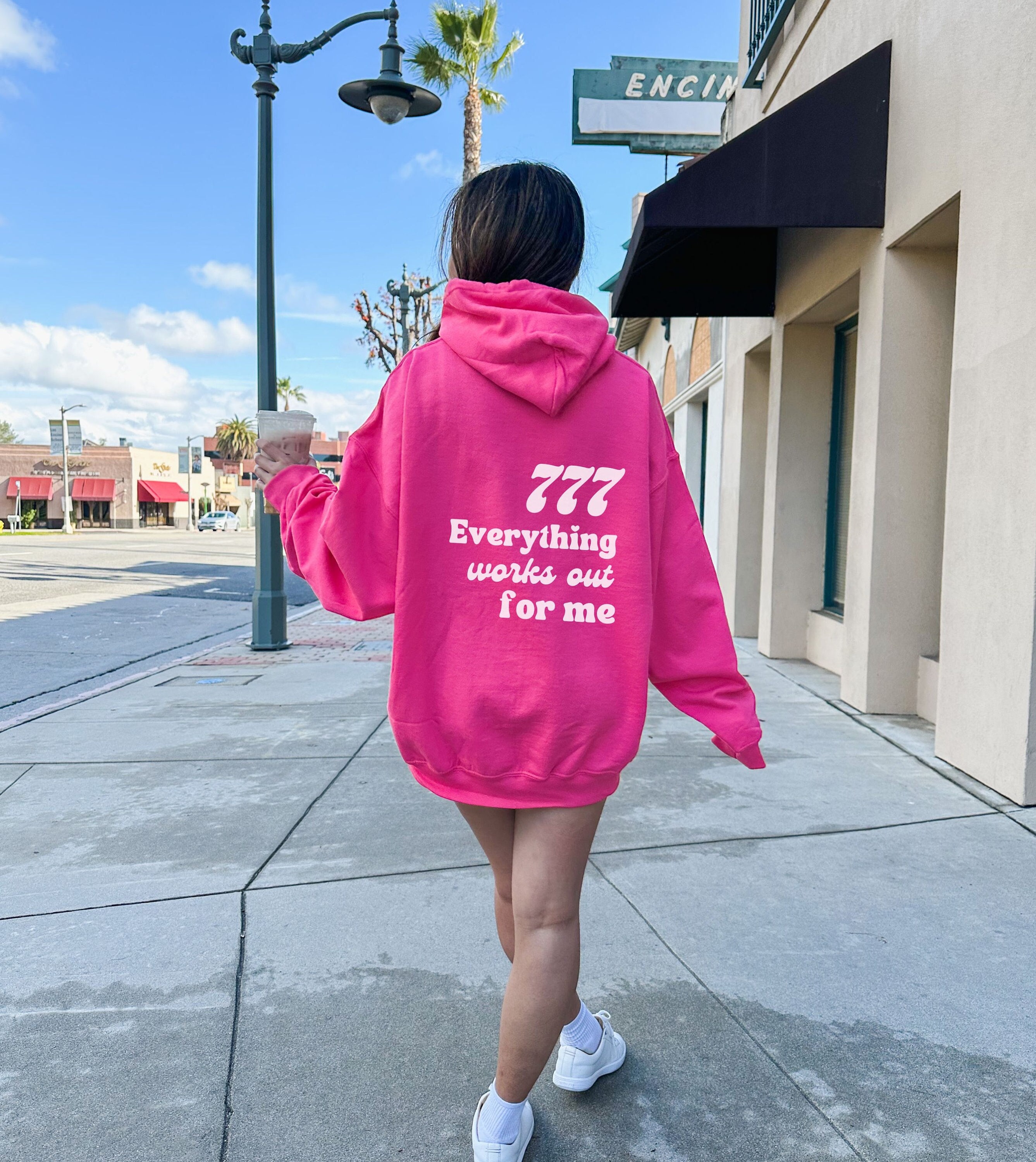 777 Angel Number Hoodie Words on Back Positive Hoodie Mindfulness