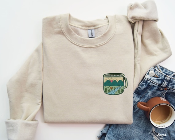 Embroidered Camping Sweatshirt Granola Girl Clothes National Park Crewneck Nature Lover Gifts Embroidered Hiking Outdoor Sweater