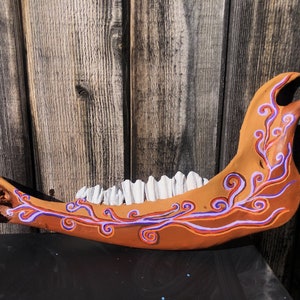 Authentic Large Hand Painted Jaw Bone with Teeth