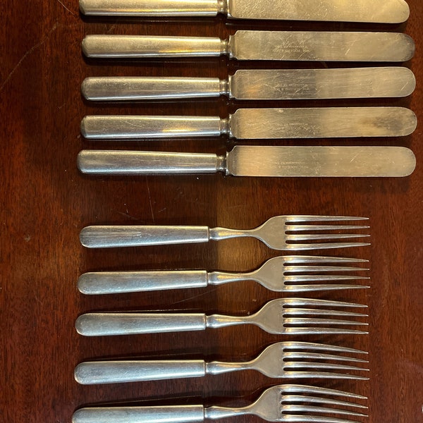 Vintage Rogers & Son Silver Plate Dinner Forks and/or Dinner Knives. Sets of 5 YOU PICK!  Great for luncheons and showers! Heavy feel.
