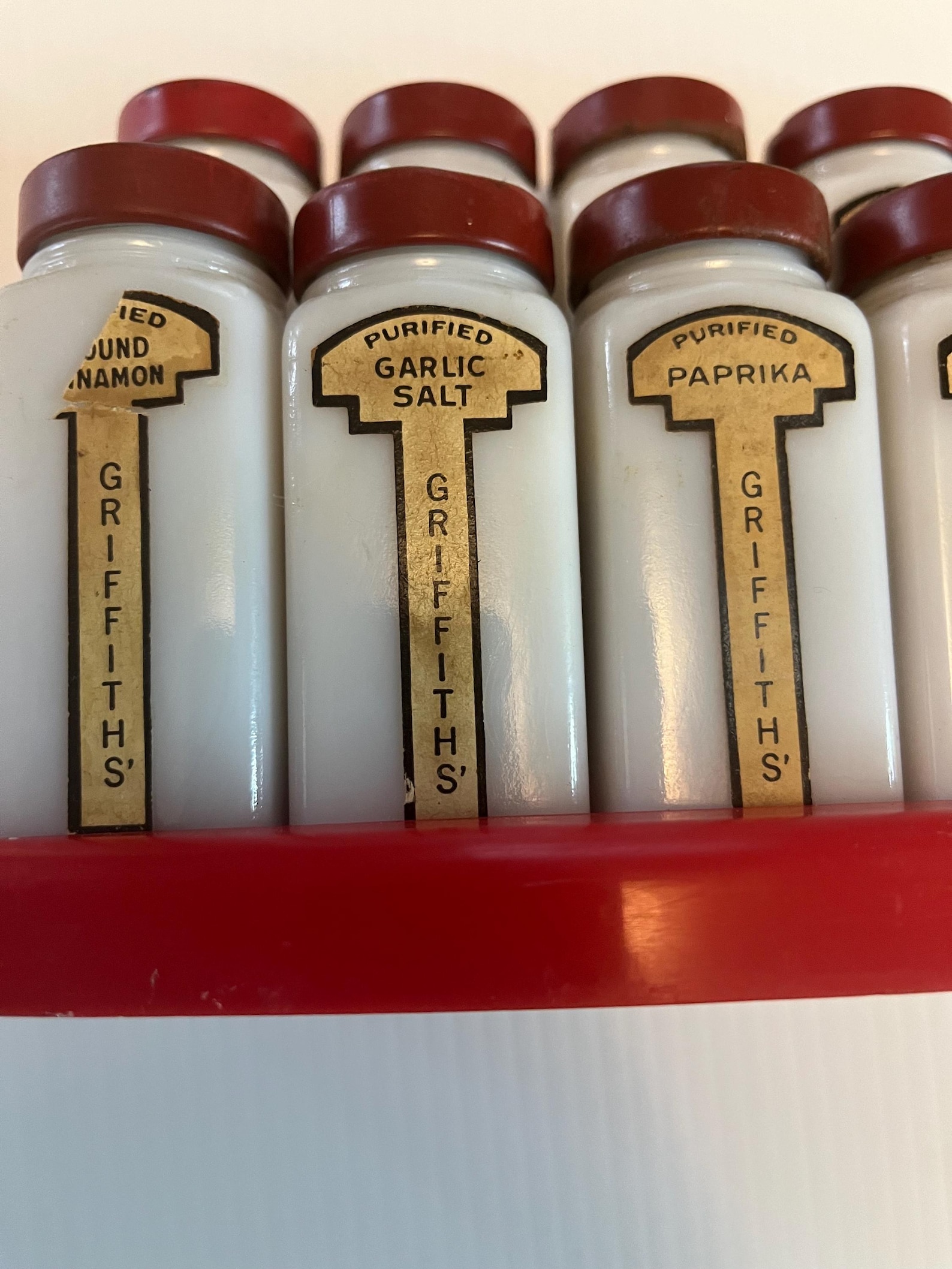 Griffith's 10 Jar Spice Collection With Red Tops and Plastic Red Base ...