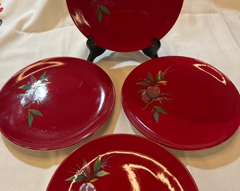 Tracy Porter JOLLY OL' SNOWY - Sugar Plum 4 Piece Salad Plate Set Christmas/Valentines Great for desserts too!