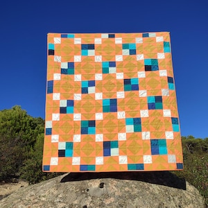 Hand-Quilted Satin Throw Quilt: Upcycled Patchwork, Modern Home Decor