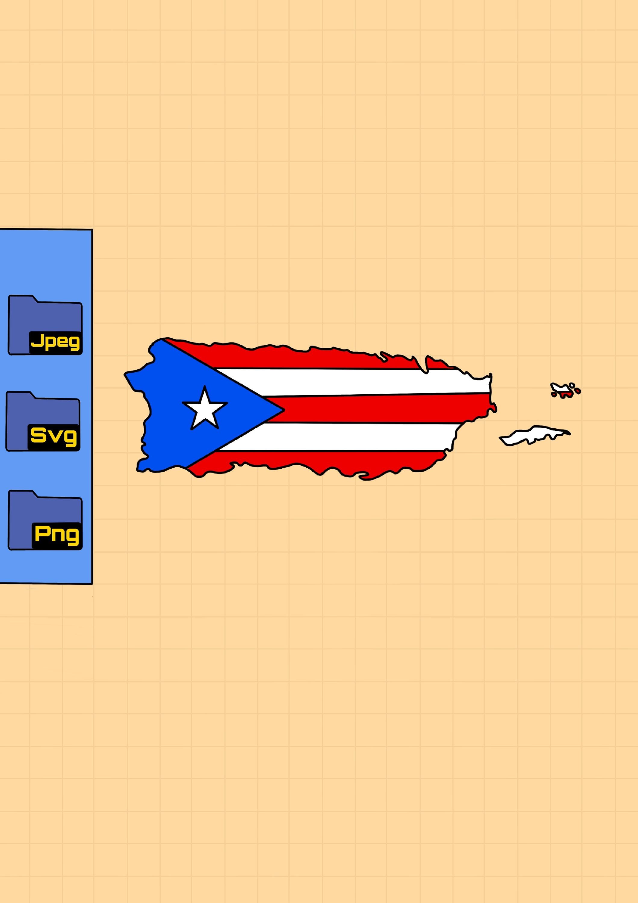 Puerto Rico Map With Flag - Printable Wall Art - Digital Download (SVG ...