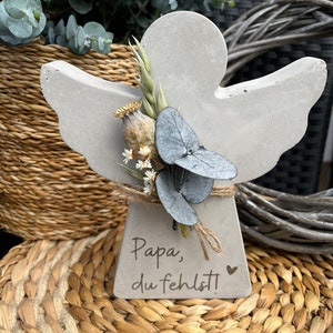 Memorial angel made of concrete with engraving Concrete angel personalized grave decoration image 2