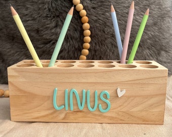 Personalized wooden pen holder | Desk organizer | Pen holder | school child | Painting station | Pen storage with acrylic