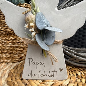 Memorial angel made of concrete with engraving Concrete angel personalized grave decoration image 3