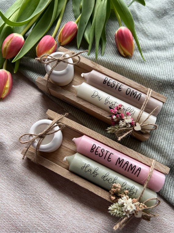 Muttertag Set | Geschenkset Mama Oma | Mitbringsel | Kleinigkeit Mama Oma | Kerzenhalter