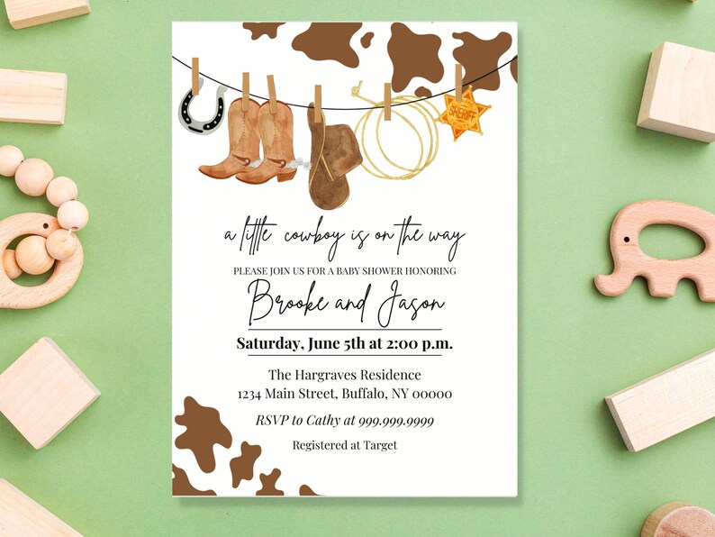 Editable Cowboy Baby Shower Invitation Template Printable - Etsy