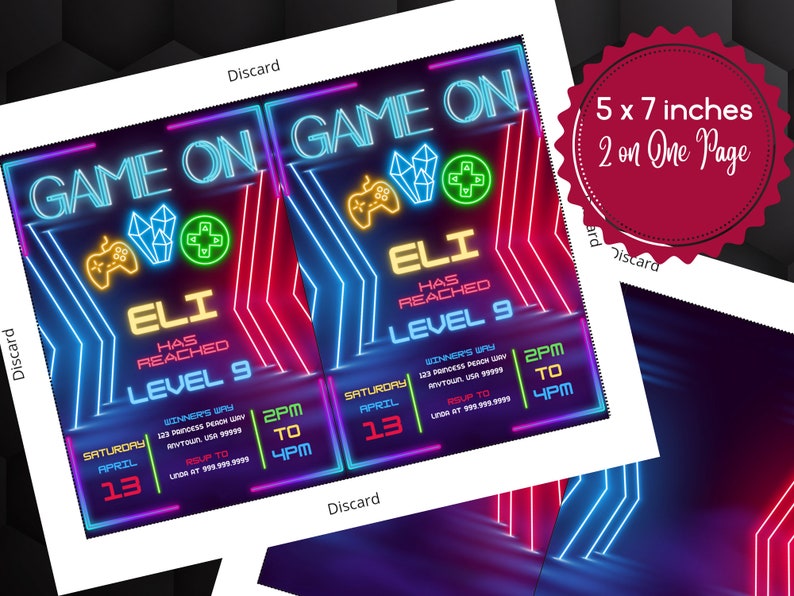Game on Level up Birthday Invitation, Kids Invitation, Digital Party ...