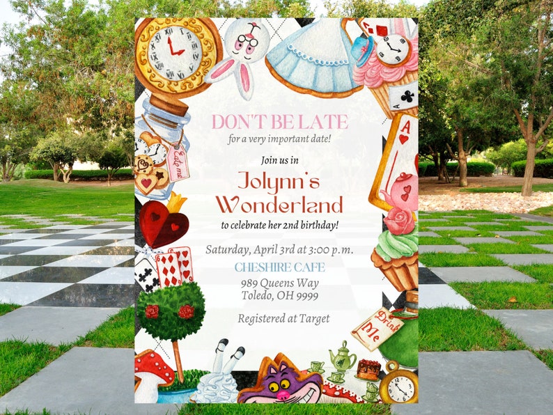 Alice in Wonderland Invitation Template, Alice in Wonderland Birthday Alice in Wonderland Invitation Template, Alice in Wonderland Birthday